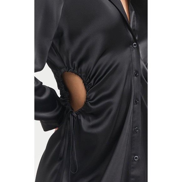 NWT Wayf Black Button Down Shirt Dress with Side Cutouts size Medium - Picture 4 of 12